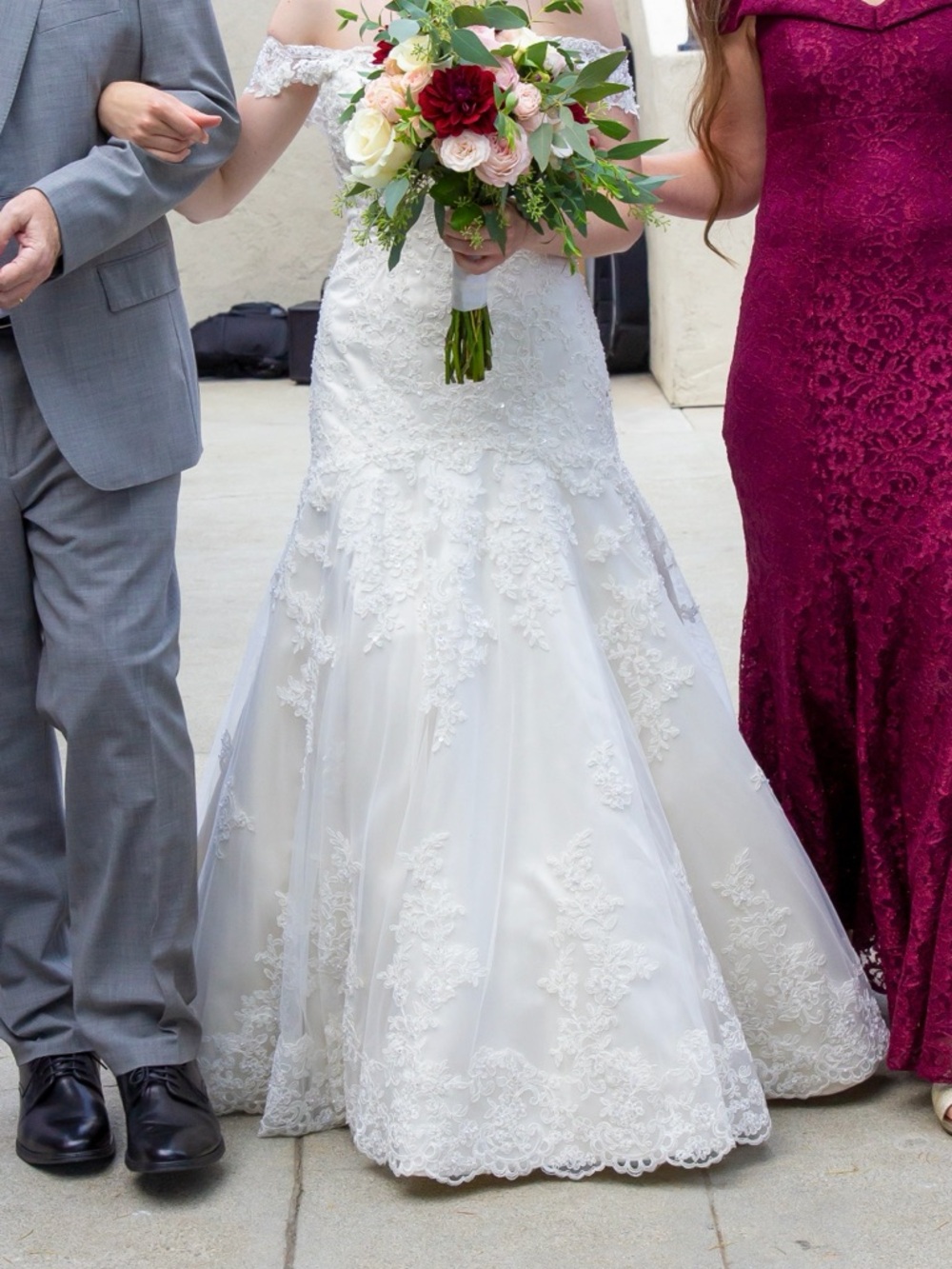 Strapless Lace Mermaid Wedding Gown in white with Ivory underlay